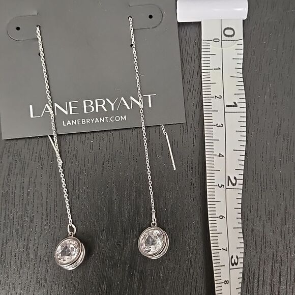 Silver Tone Luxe Pave Linear Earrings Cubic Zirconia Sensitive Ears Nickel Free - Picture 8 of 16